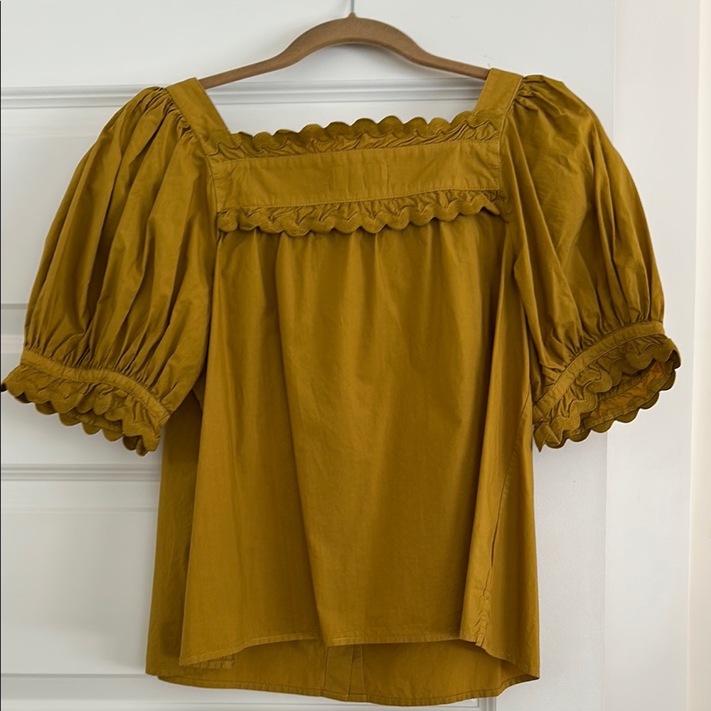 Women's Mustard Puff Sleeve Top - Picture 5 of 5